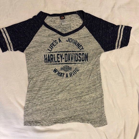 Women’s xl Harley-Davidson Gray and Navy Short Sleeve Tee - Picture 5 of 5